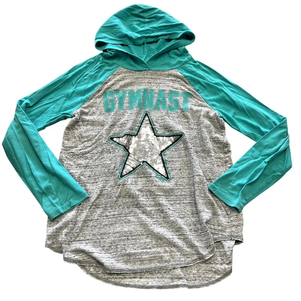 Justice Girls Active Gymnast Sequin Hooded Top Youth 18/20